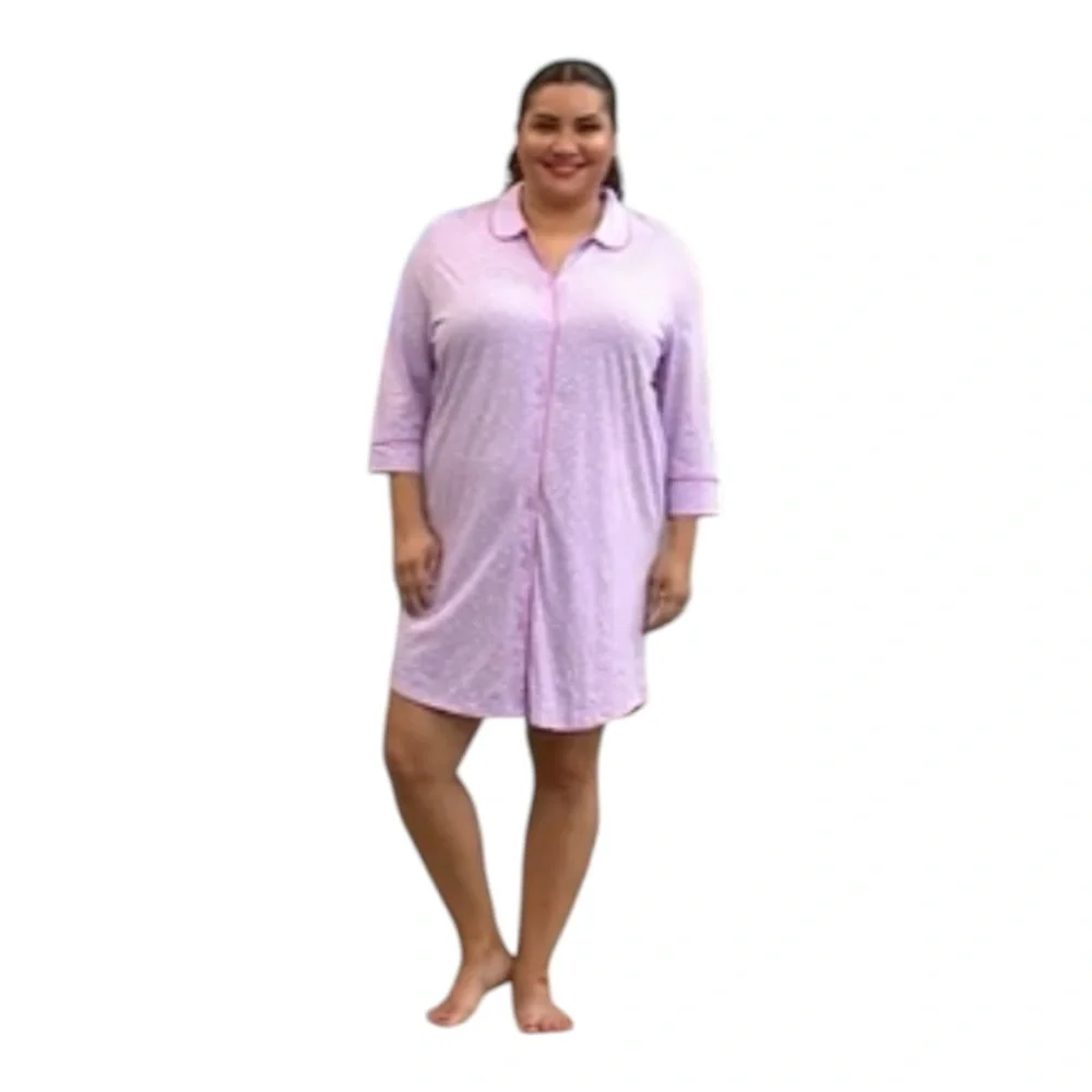 New! Lacey Chabert Collard Button Front Night Shirt Size Medium